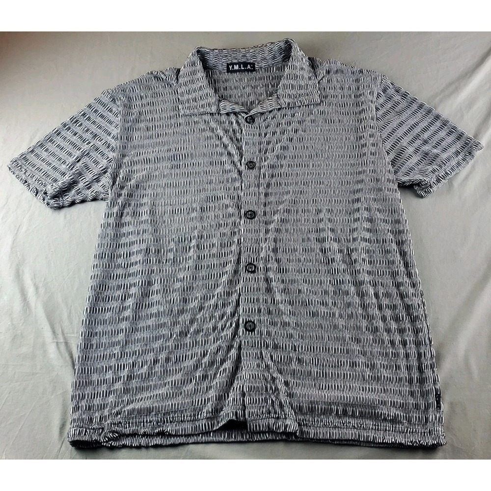 Vintage YMLA Shirt Mens Large Textured Semi Sheer Scene Disco Chains Night Club